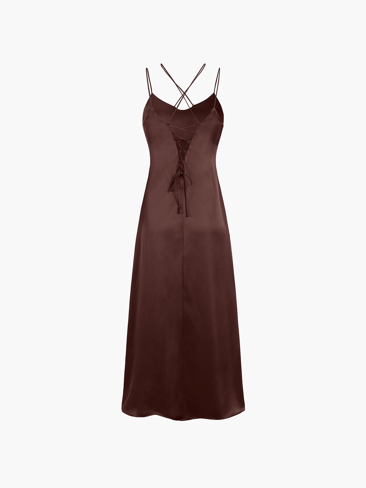 Cocoa Beans Satin Tied Midi Dress sold by COMMENSE product image thumbnail 2