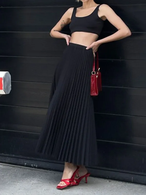 Pleat Maxi Skirt sold by COMMENSE