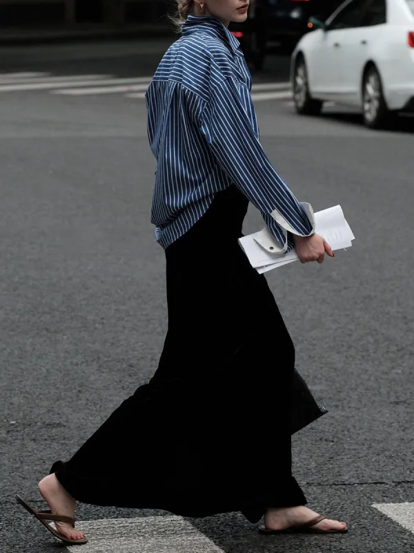 Velvet Solid Split Maxi Skirt sold by COMMENSE