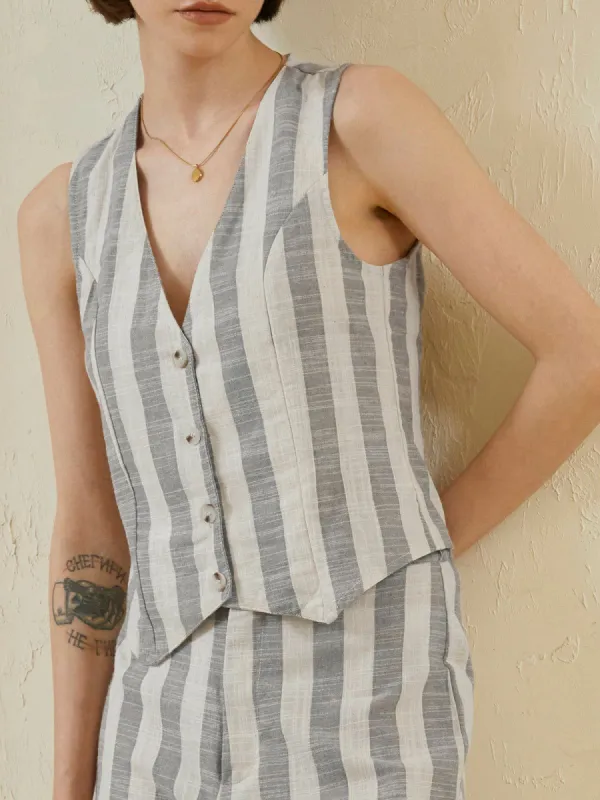 Utility Pinstripe Vest sold by COMMENSE
