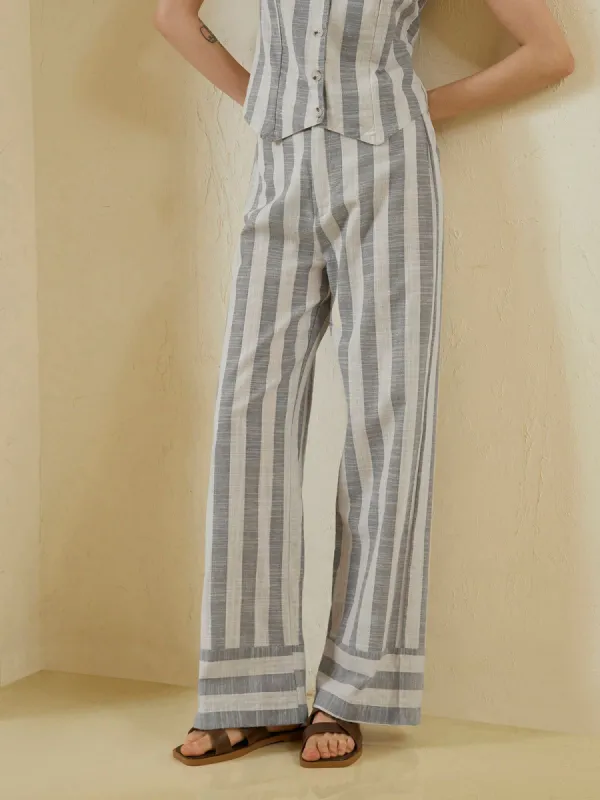 Utility Pinstripe Straight Leg Pants sold by COMMENSE