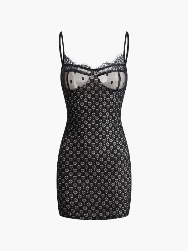 Spaghetti Lace Bodycon Short Dress sold by COMMENSE