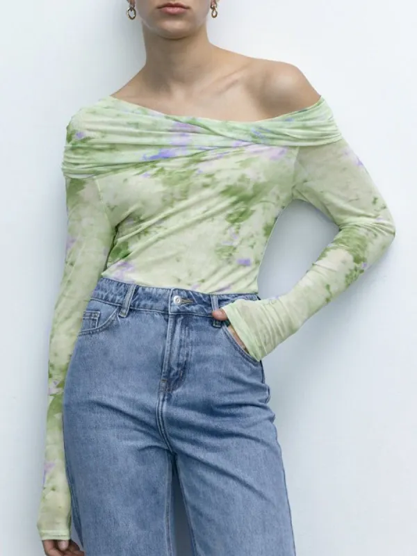 Monet Garden Off Shoulder Mesh Shirt sold by COMMENSE