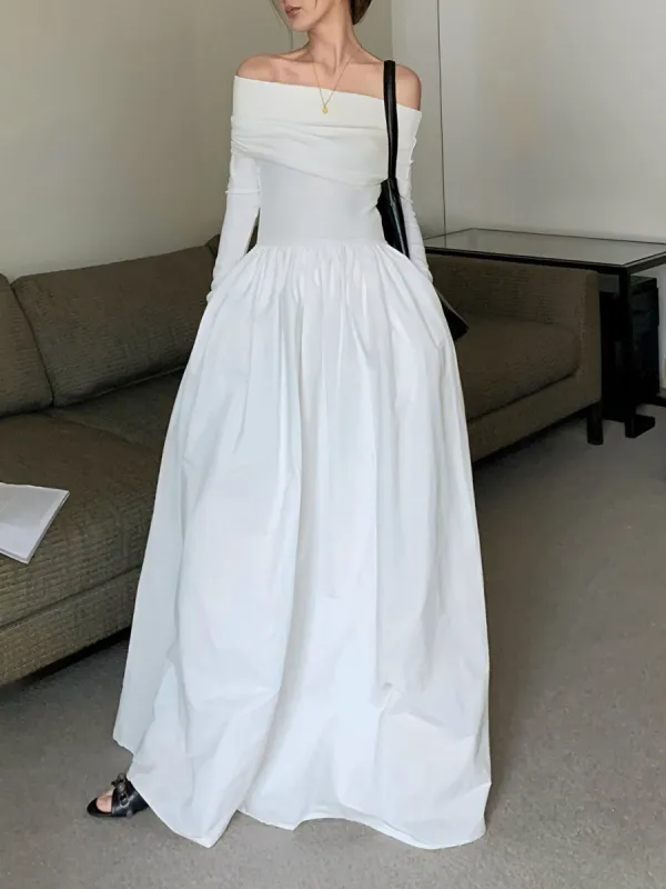 Overfold Off-Shoulder Long Tank Dress made by COMMENSE