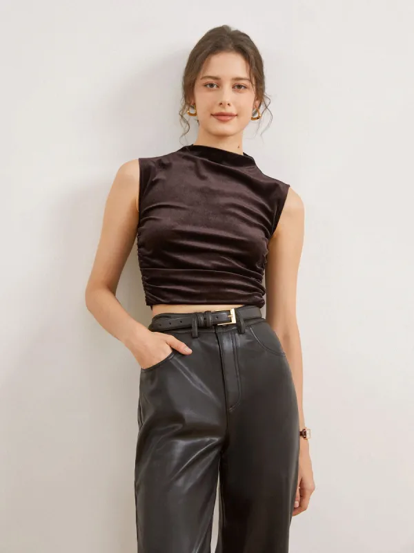 Velvet Mock Neck Tank Top sold by COMMENSE