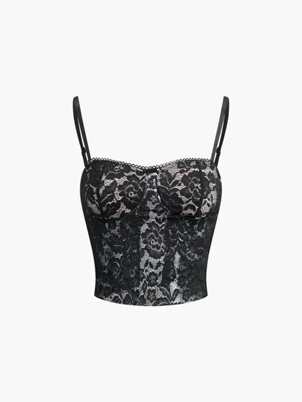 Floral Lace Cami Top sold by COMMENSE