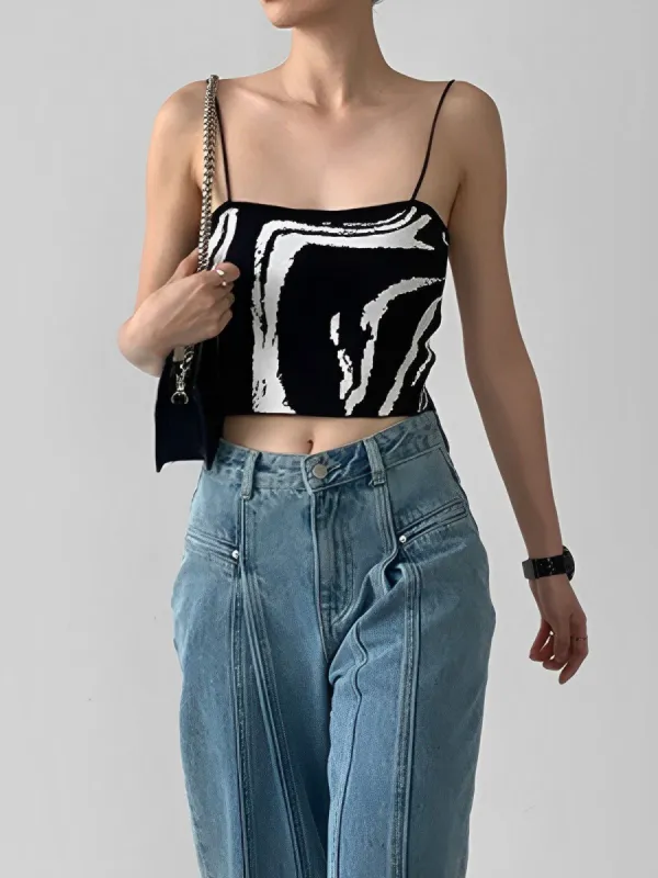 Zebra Print Knit Tank Top sold by COMMENSE