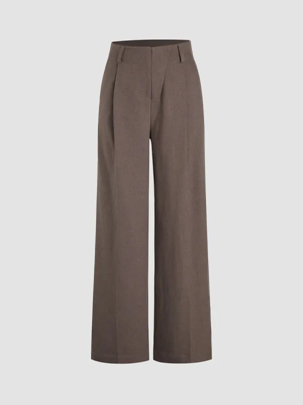 Dark Brown Wide Leg Pants sold by COMMENSE