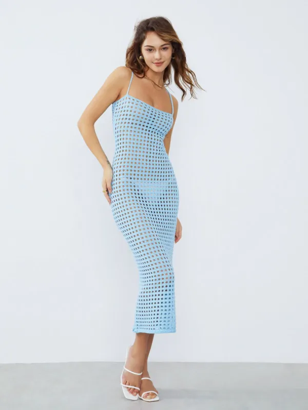 Cover Up Crochet Eyelet Midi Dress sold by COMMENSE