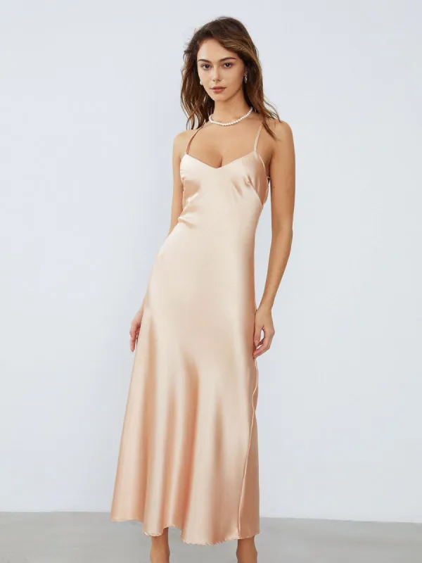 Camille Satin Slip Long Dress sold by COMMENSE