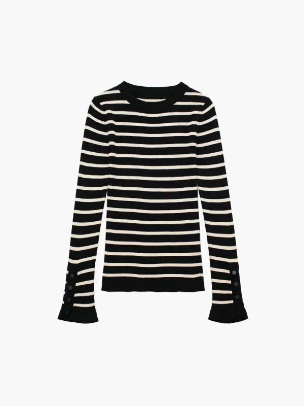 Stripe Long Sleeve Knit Top sold by COMMENSE