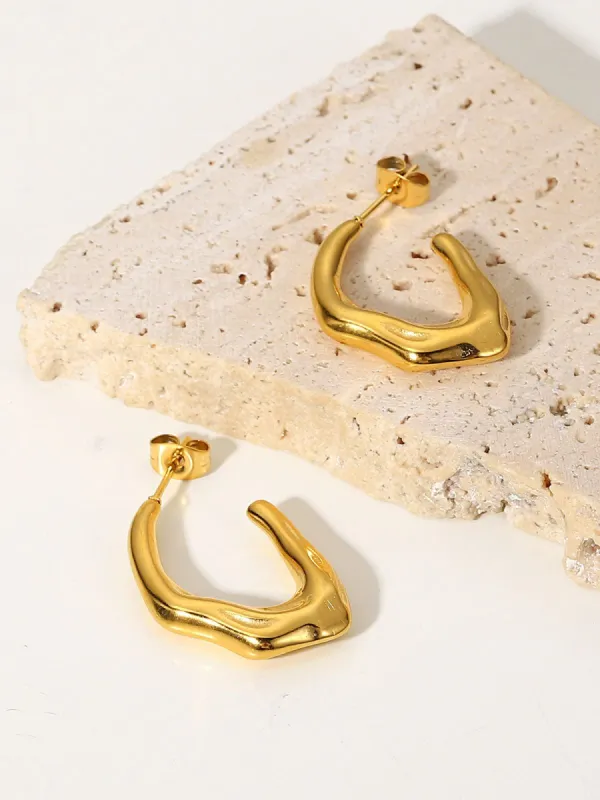 Sea Wave Hoop Earrings sold by COMMENSE