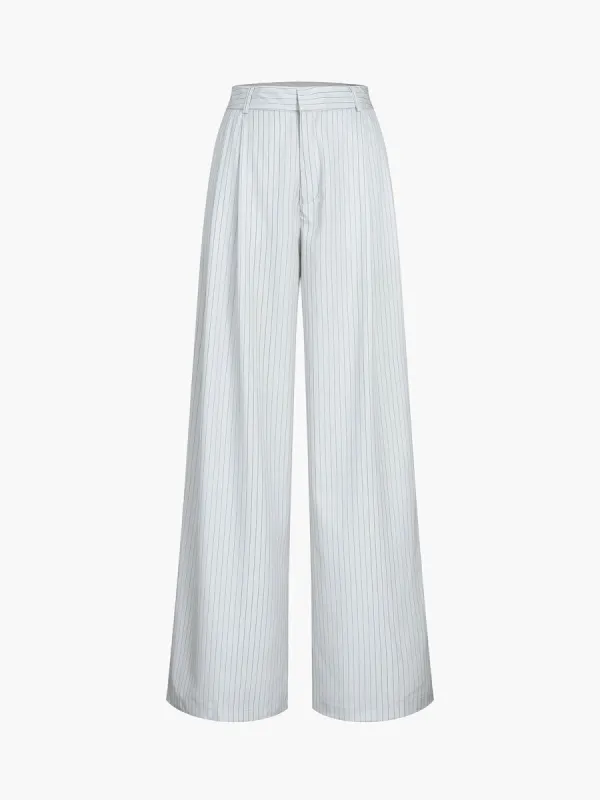 Pinstripe Wide Leg Pants made by COMMENSE