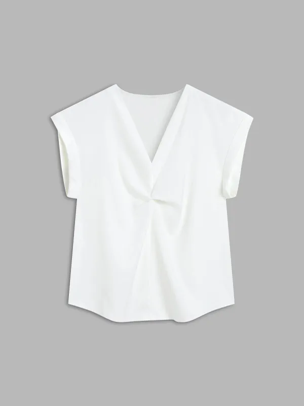Utility Twist Cap Sleeve Blouse sold by COMMENSE