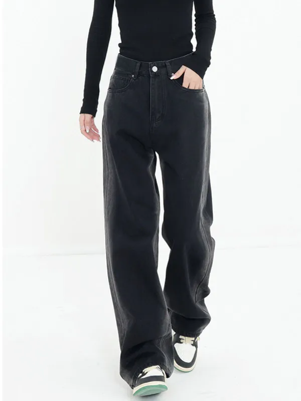 Buttoned Gradient Denim Straight Leg Jeans sold by COMMENSE