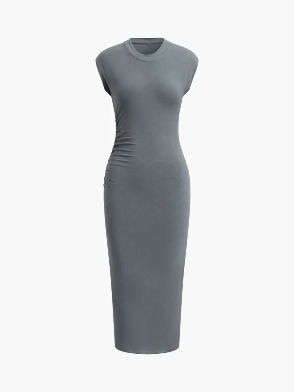 Cap Sleeve Ruched Long Dress sold by COMMENSE