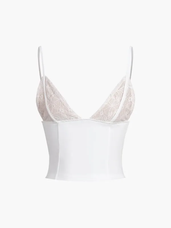 Lace Zippered Low Cut Cami sold by COMMENSE