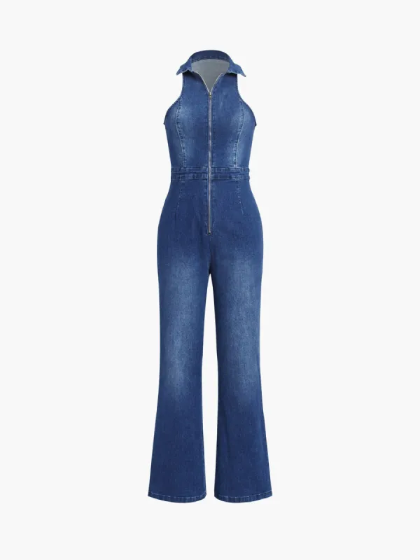 Vintage Denim Zippered Jumpsuit sold by COMMENSE