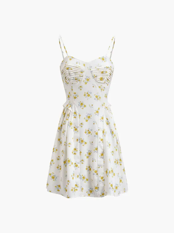 Smocking Floral Zippered Short Dress sold by COMMENSE