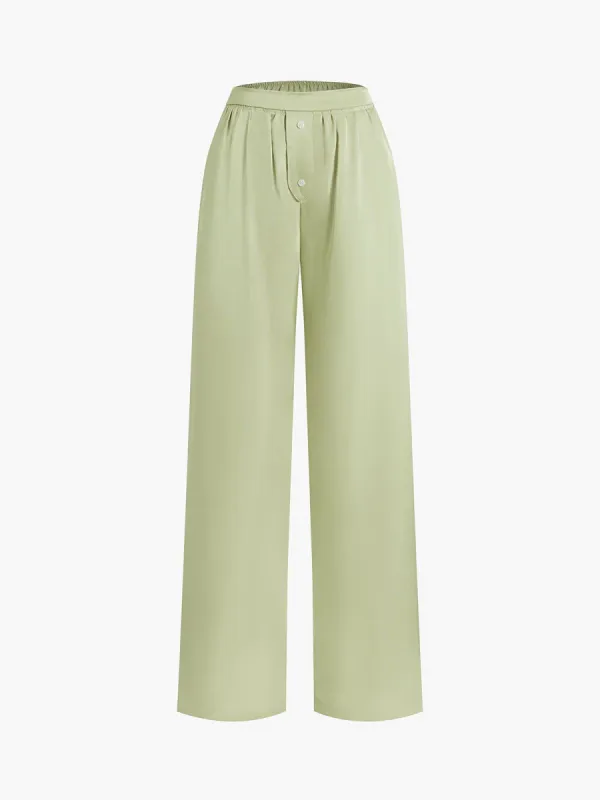 Leisure Pockets Satin Wide Leg Pants sold by COMMENSE