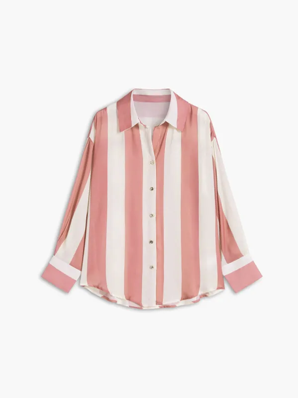 Pink Pinstripe Button Down Oversized Shirt sold by COMMENSE