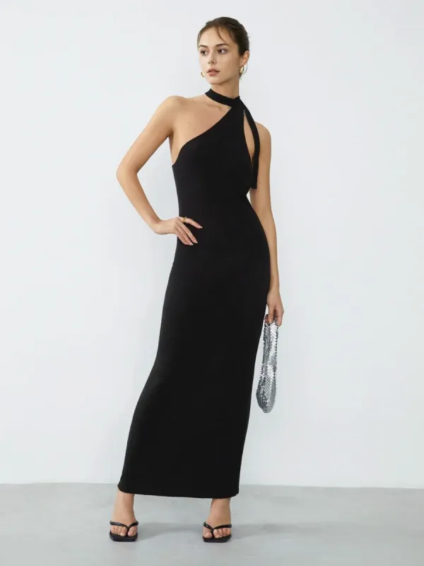 Asymmetrical Halter Long Dress sold by COMMENSE