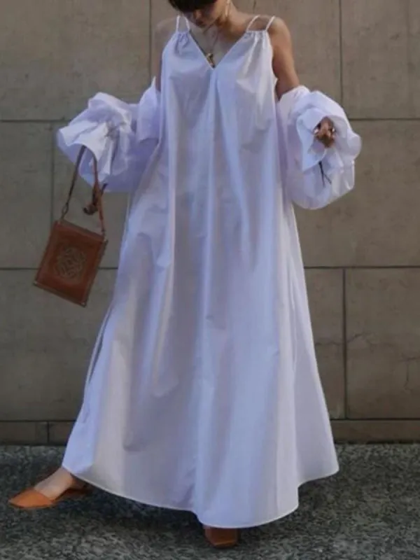 Oversized Drawstring Tied Midi Dress sold by COMMENSE