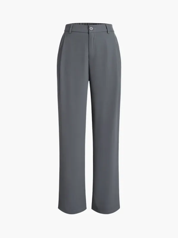 Utility Buttoned Straight Leg Pants sold by COMMENSE
