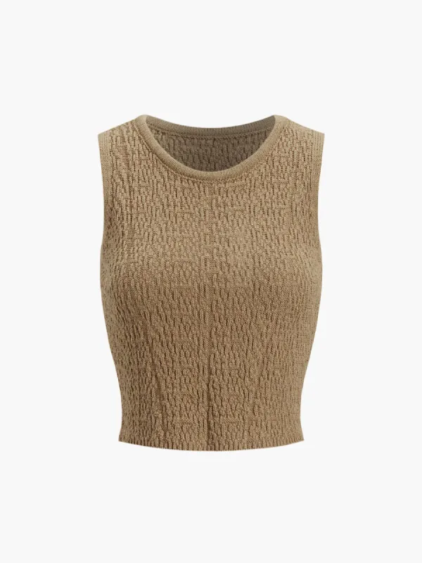 Leisure Textured Crop Tank Top sold by COMMENSE