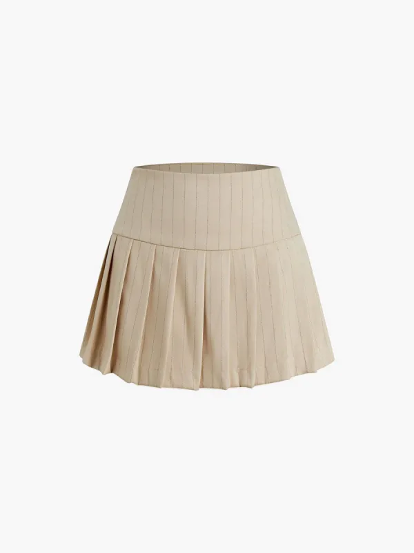 Pleated Pinstripe Skort sold by COMMENSE