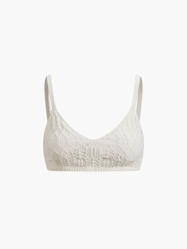 Eyelet Knit Crop Cami Top made by COMMENSE
