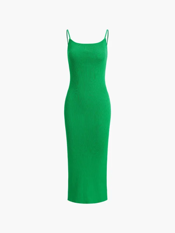 Open Back Twist Slit Midi Dress sold by COMMENSE