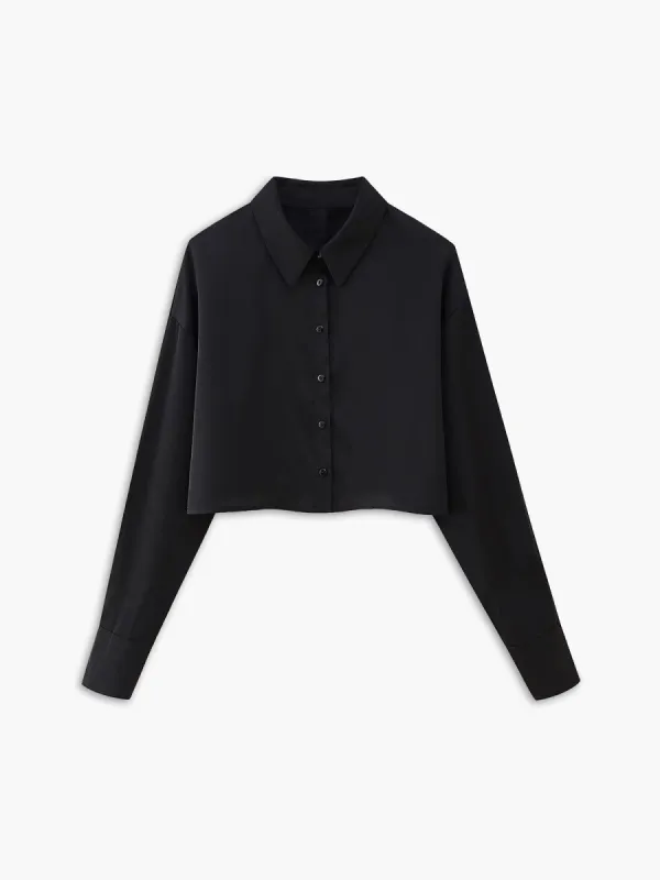 Double-Sided Buttoned Crop Shirt made by COMMENSE