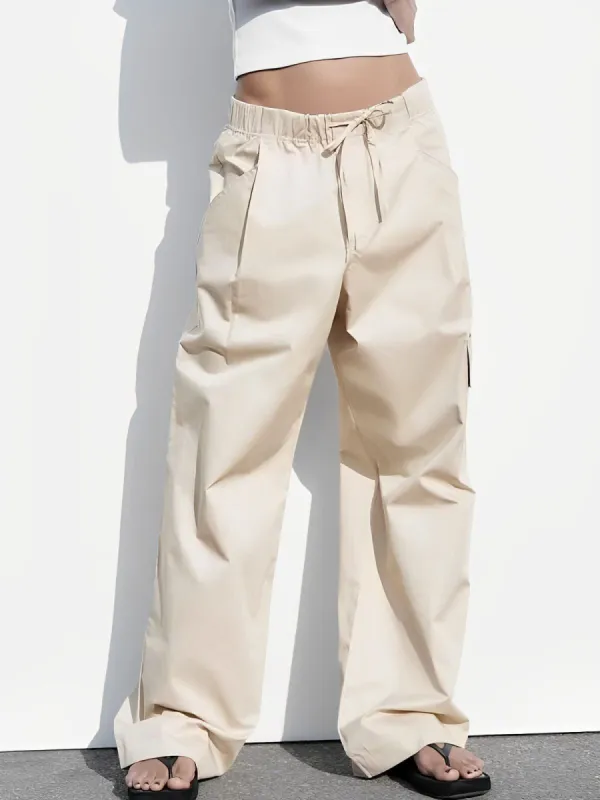 Drawstring Cargo Parachute Pants sold by COMMENSE
