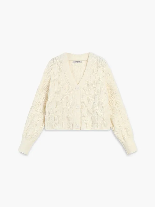 Knit Crocheted Solid Cardigan made by COMMENSE
