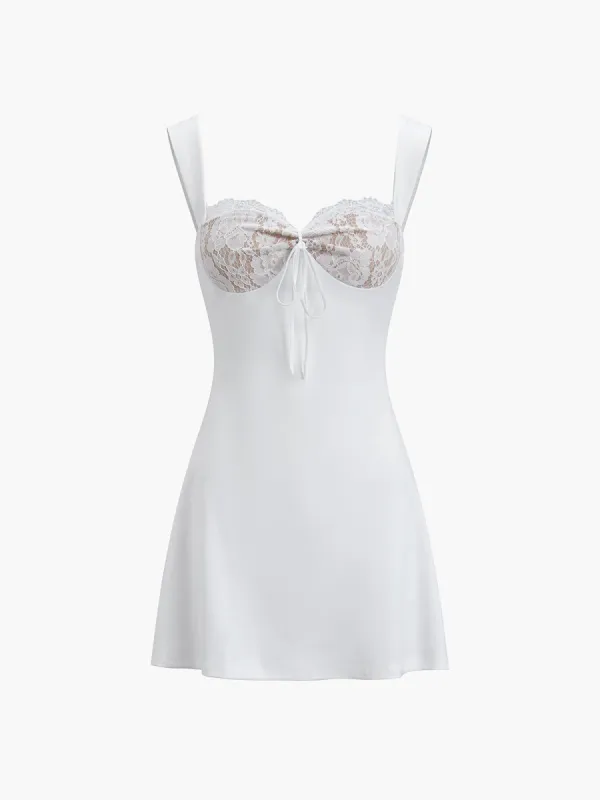 Drawstring Lace Short Dress sold by COMMENSE