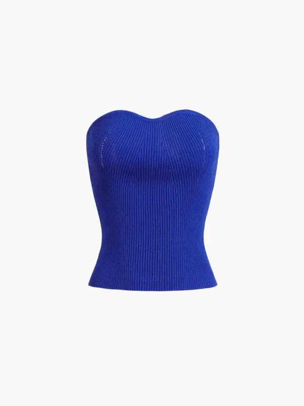 Ribbed Sweetheart Crop Tube Top sold by COMMENSE