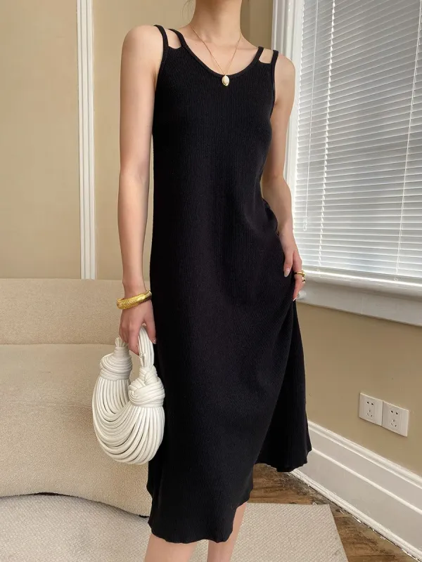 Ribbed Strap Slip Midi Dress sold by COMMENSE
