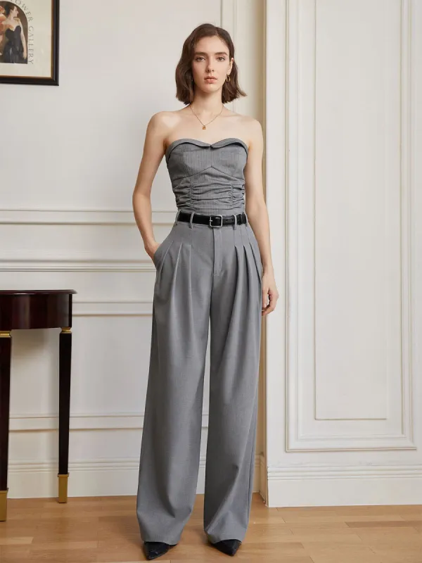 Effortless Full Length Pleated Wide Leg Pants sold by COMMENSE