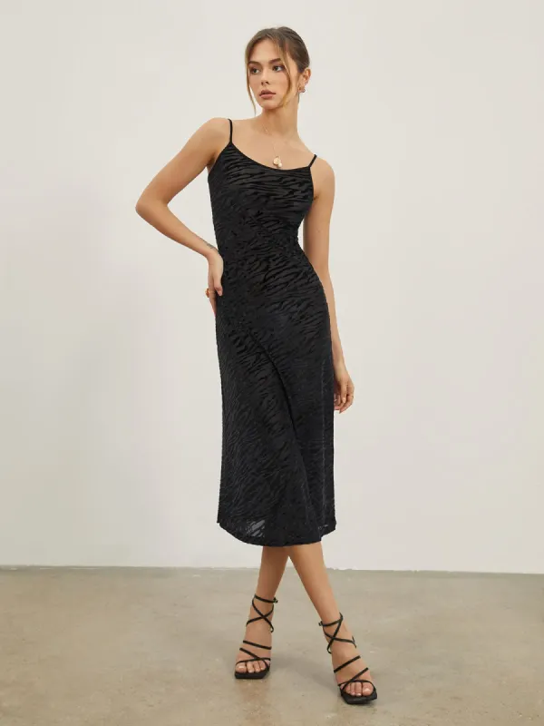 Jacquard Strap Midi Dress sold by COMMENSE