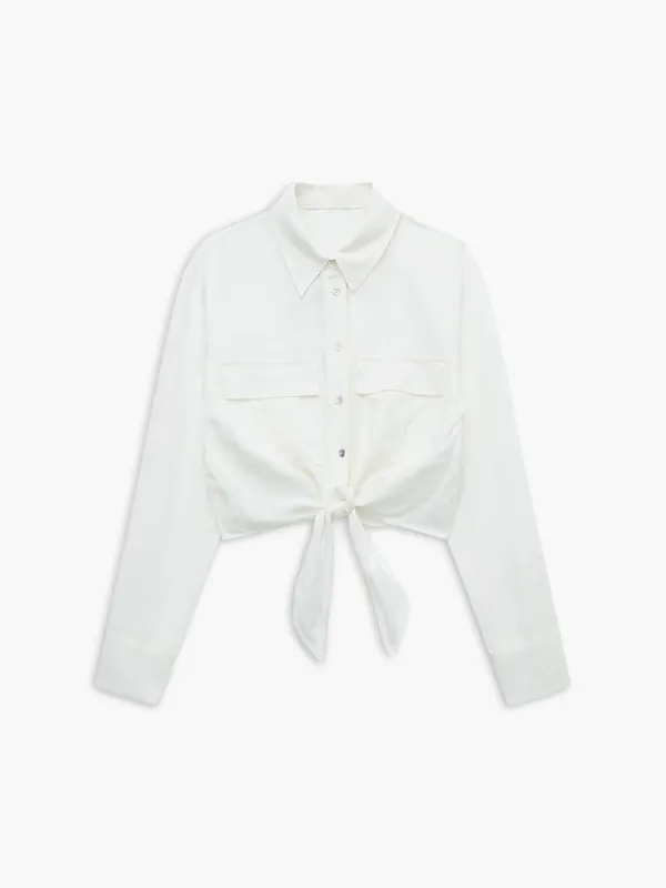 Tied Crop Shirt sold by COMMENSE