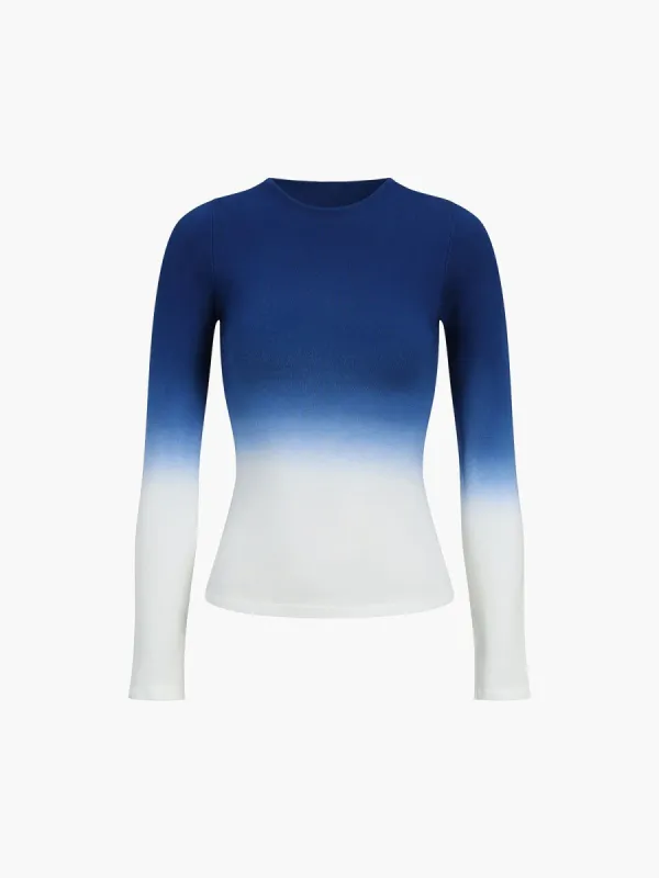 Ombre Sea Long Sleeve Knit Top sold by COMMENSE
