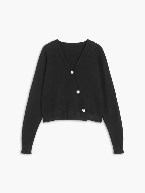 Asymmetric Buttoned Sweater sold by COMMENSE