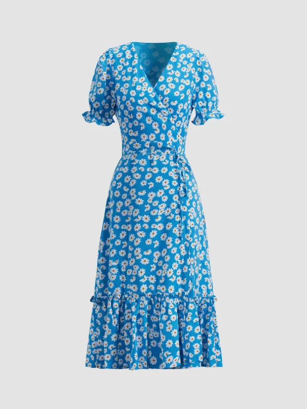 Sweetheart Daisy Ruffle Midi Dress sold by COMMENSE