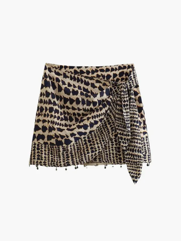 Leopard Print Wrap Tied Skirt sold by COMMENSE