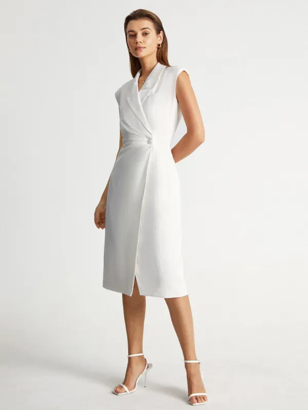 Sleeveless Wrap Lapel Midi Blazer Dress sold by COMMENSE