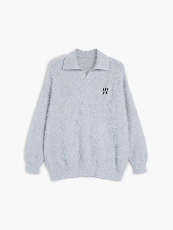 Whitney Fuzzy Polo Sweater sold by COMMENSE
