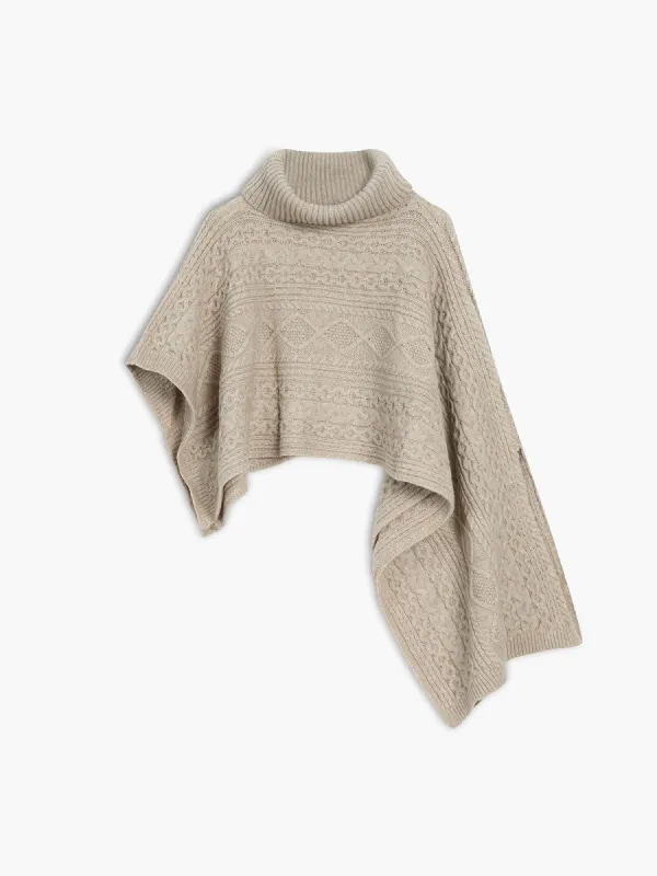 Live It Up Mock Neck Cable Knit Sweater sold by COMMENSE