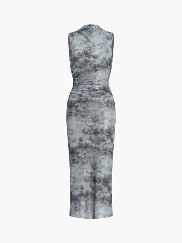 Granite Mock Neck Mesh Midi Dress sold by COMMENSE