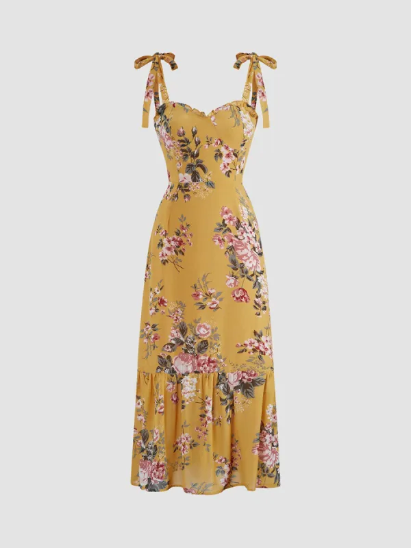 Retro Floralia Strap Dress sold by COMMENSE